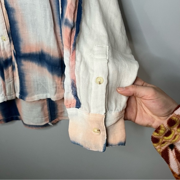 Free People We The Free Washed Away Ivory Combo Plaid Button Up Top Size XS NWT - Picture 9 of 16